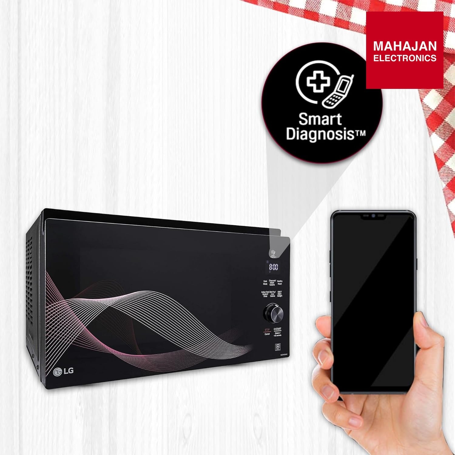 LG MJEN326UHW microwave secondary image with Mahajan Electronics logo