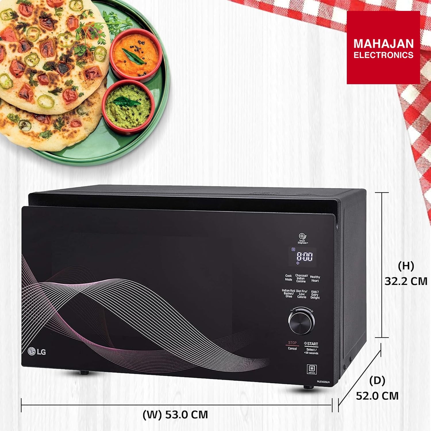 LG MJEN326UHW microwave secondary image with Mahajan Electronics logo