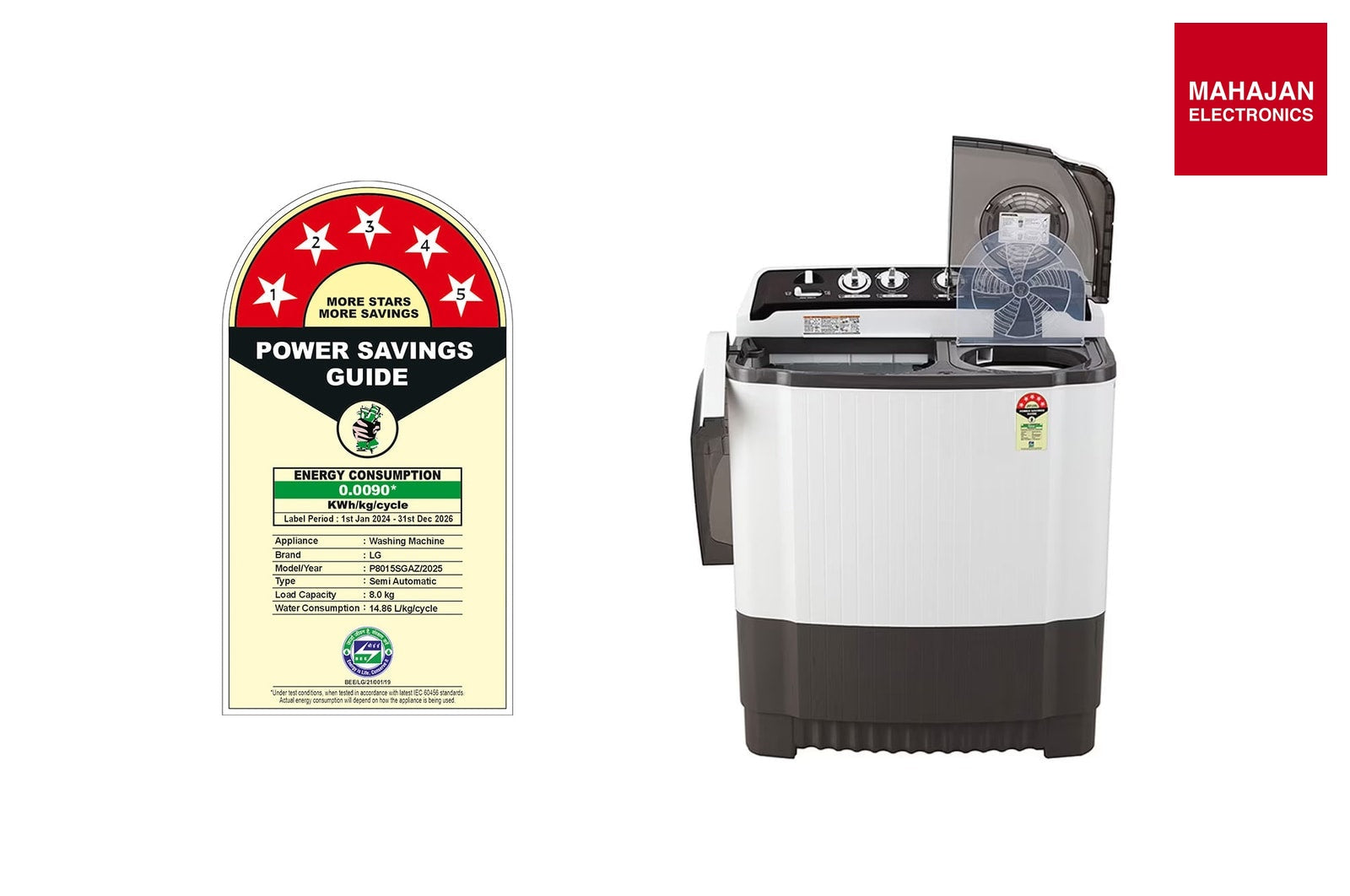 LG P8015SGAZ washing machine secondary image with Mahajan Electronics logo