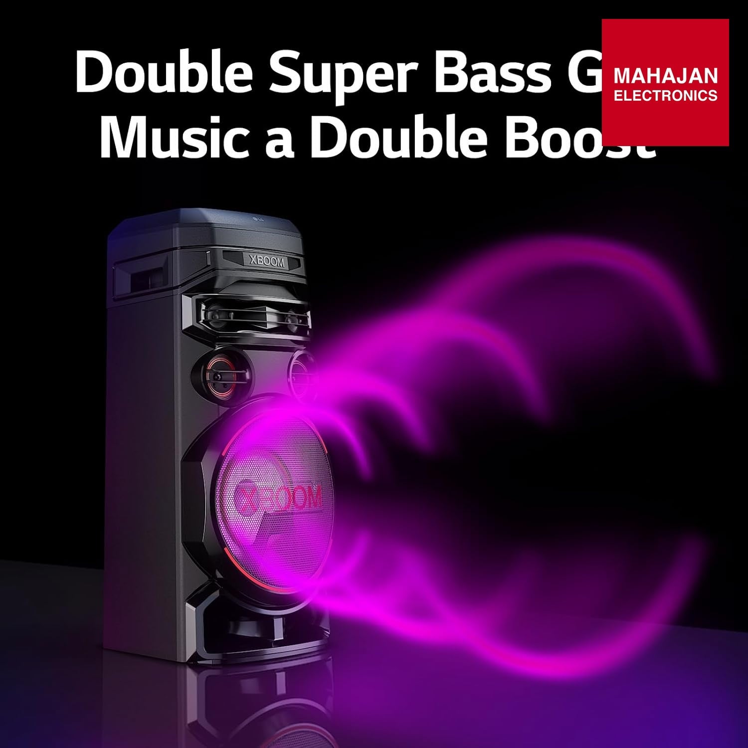 LG XBOOM RNC7 party speaker secondary image with Mahajan Electronics logo