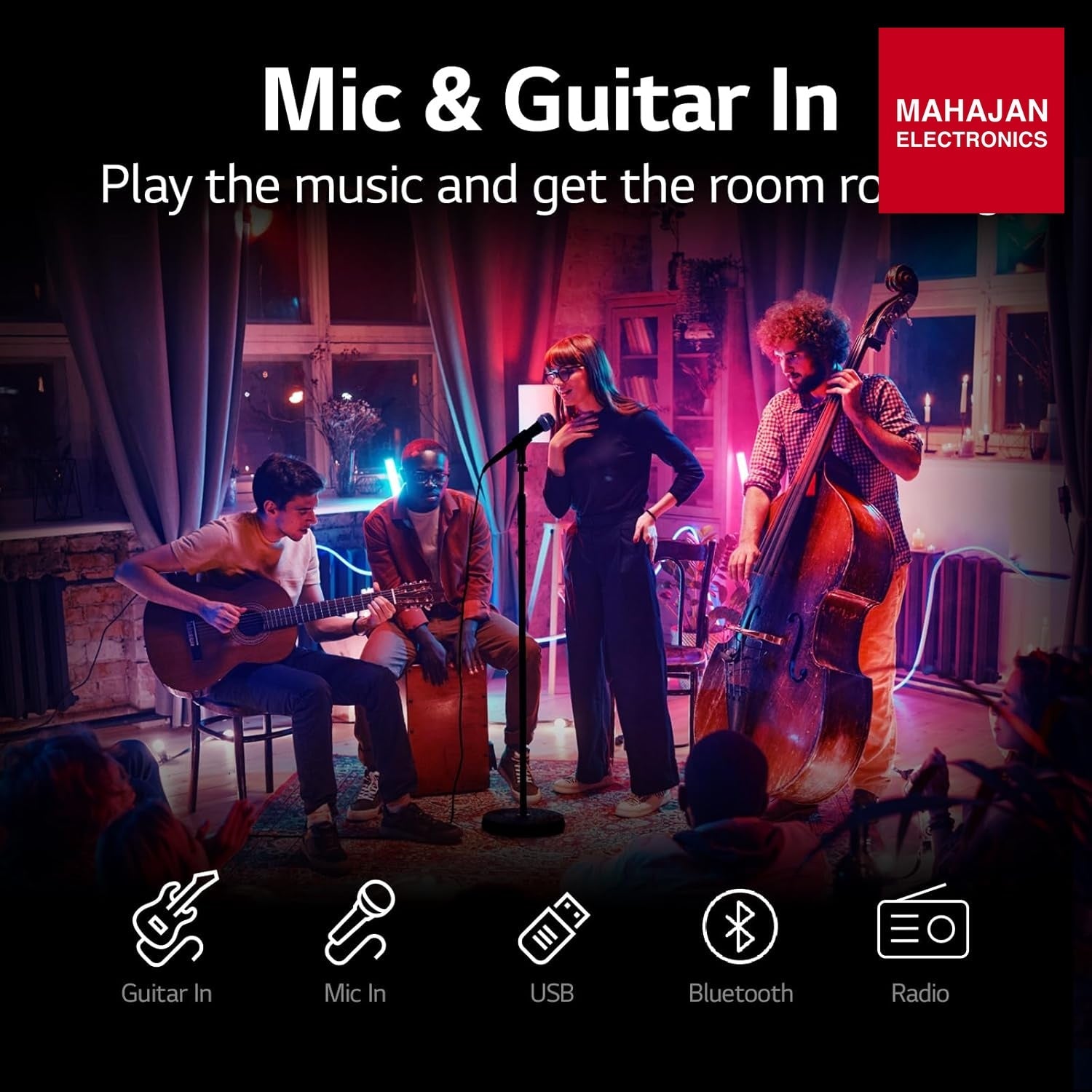 LG XBOOM RNC7 party speaker secondary image with Mahajan Electronics logo