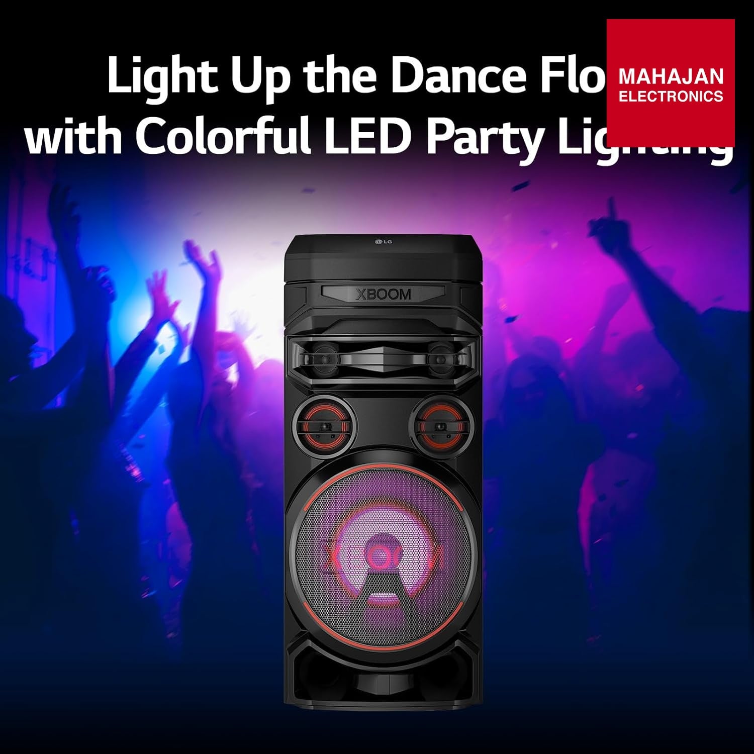 LG XBOOM RNC7 party speaker secondary image with Mahajan Electronics logo