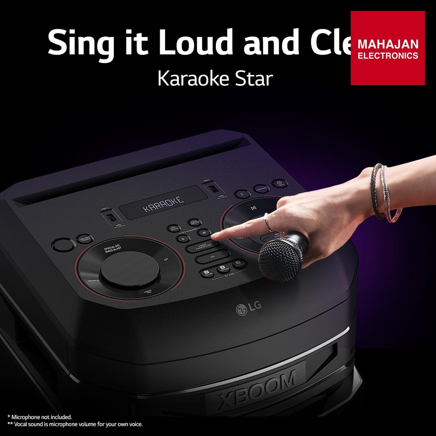 LG XBOOM RNC7 party speaker secondary image with Mahajan Electronics logo