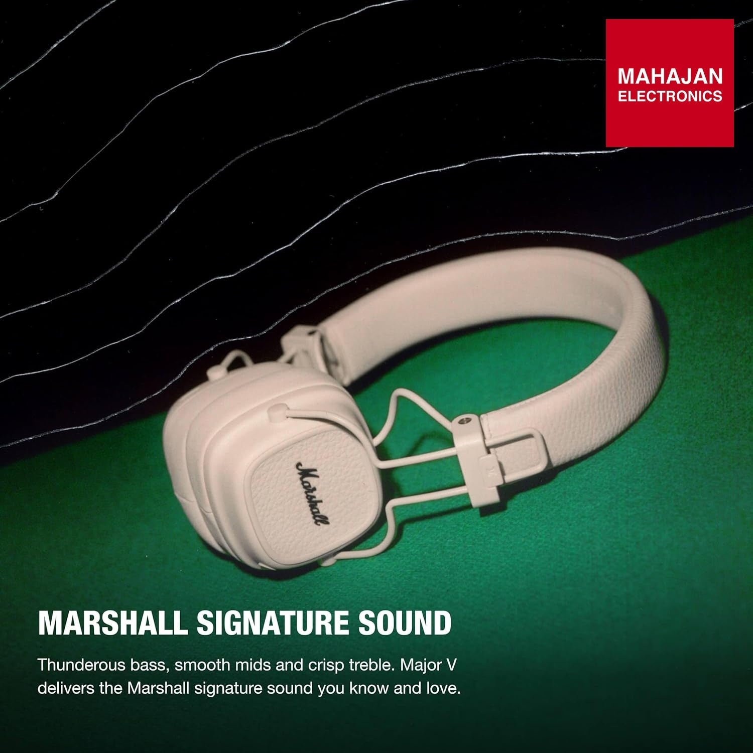 Marshall Major V Wireless On-Ear Headphones (Cream) | 100+ Hours Battery, Bluetooth, Fast Charging – Buy Online at Mahajan Electronics Marshall