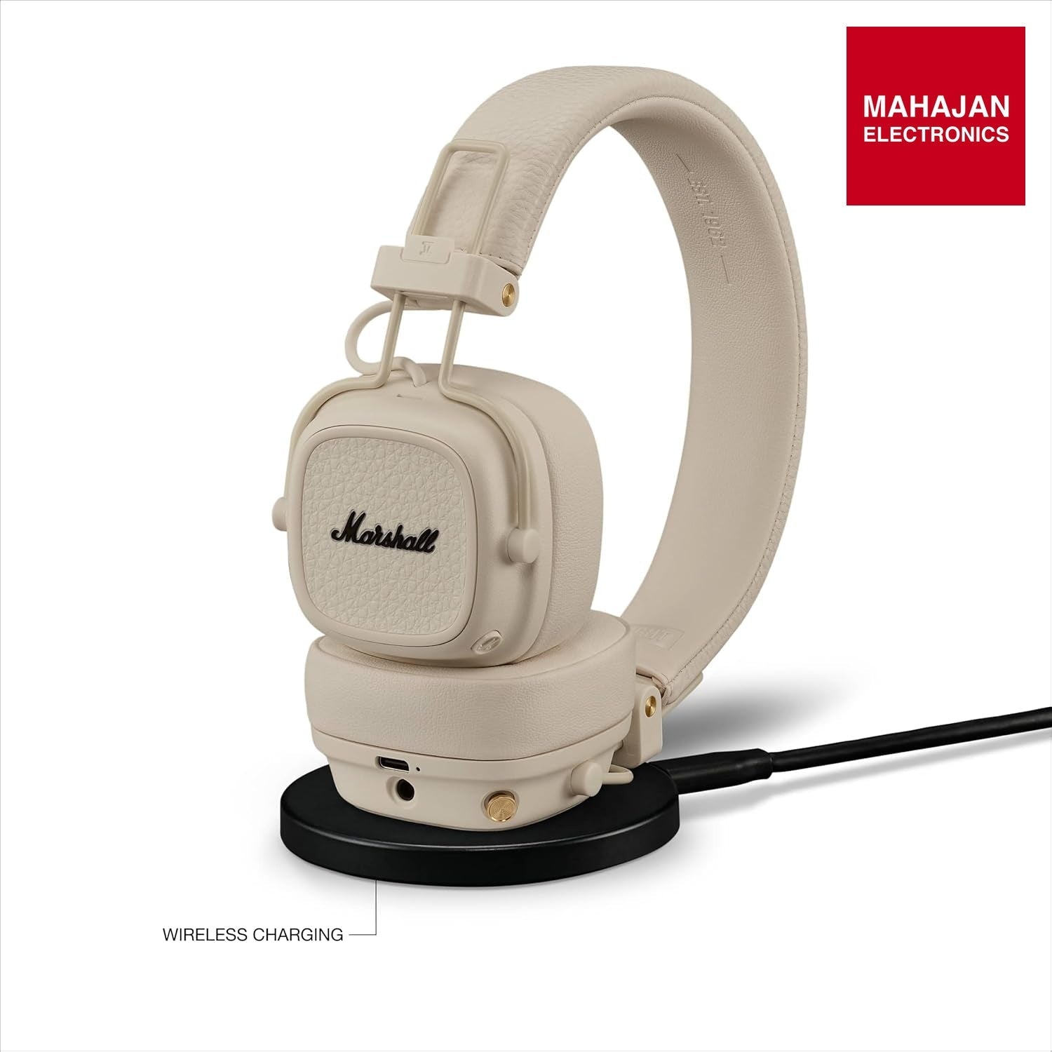Marshall Major V Wireless On-Ear Headphones (Cream) | 100+ Hours Battery, Bluetooth, Fast Charging – Buy Online at Mahajan Electronics Marshall