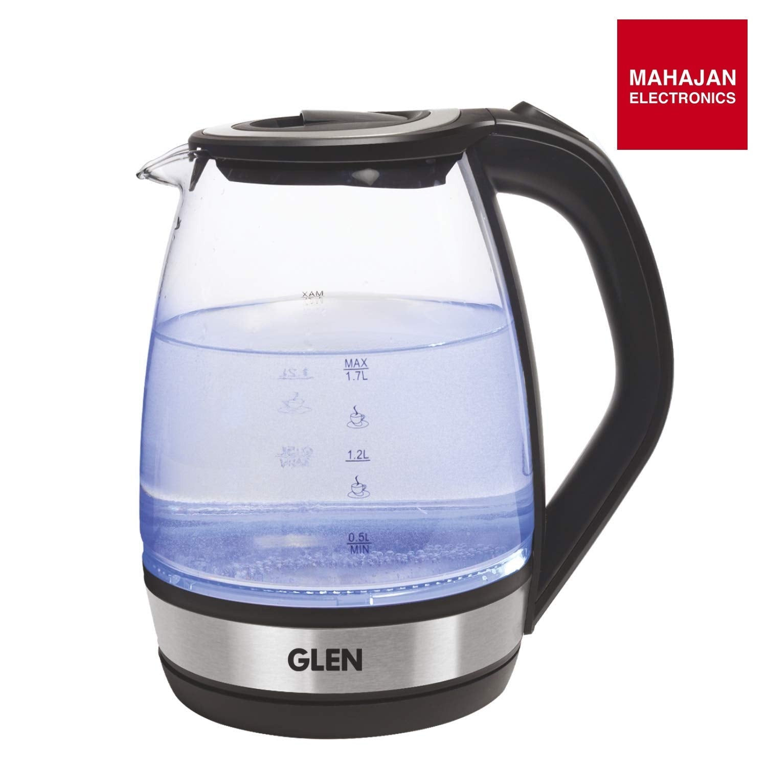 Glen Electric Glass Kettle 9012 | 1.8 Litre Transparent Glass | 2000W | Blue LED Illumination