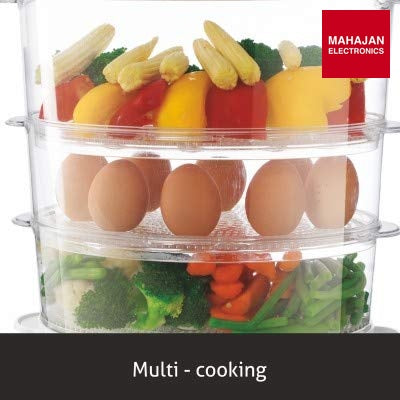 Glen Electric Steam Cooker SA 3052 | 900W Multi-Tier Food Steamer | Healthy Oil-Free Cooking | Mahajan Electronics Delhi NCR GLEN
