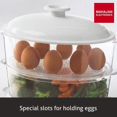 Glen Electric Steam Cooker SA 3052 | 900W Multi-Tier Food Steamer | Healthy Oil-Free Cooking | Mahajan Electronics Delhi NCR GLEN