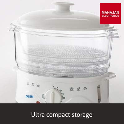 Glen Electric Steam Cooker SA 3052 | 900W Multi-Tier Food Steamer | Healthy Oil-Free Cooking | Mahajan Electronics Delhi NCR GLEN