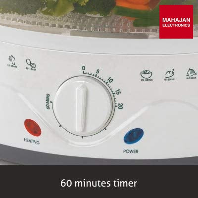 Glen Electric Steam Cooker SA 3052 | 900W Multi-Tier Food Steamer | Healthy Oil-Free Cooking | Mahajan Electronics Delhi NCR GLEN