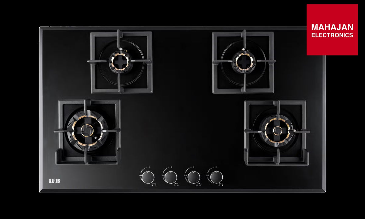IFB 90-GCI4B-3D-FFD 4 Burner Hybrid Built-in Gas Hob with Auto Ignition & 3D Brass Burners (Black) – Mahajan Electronics Online.