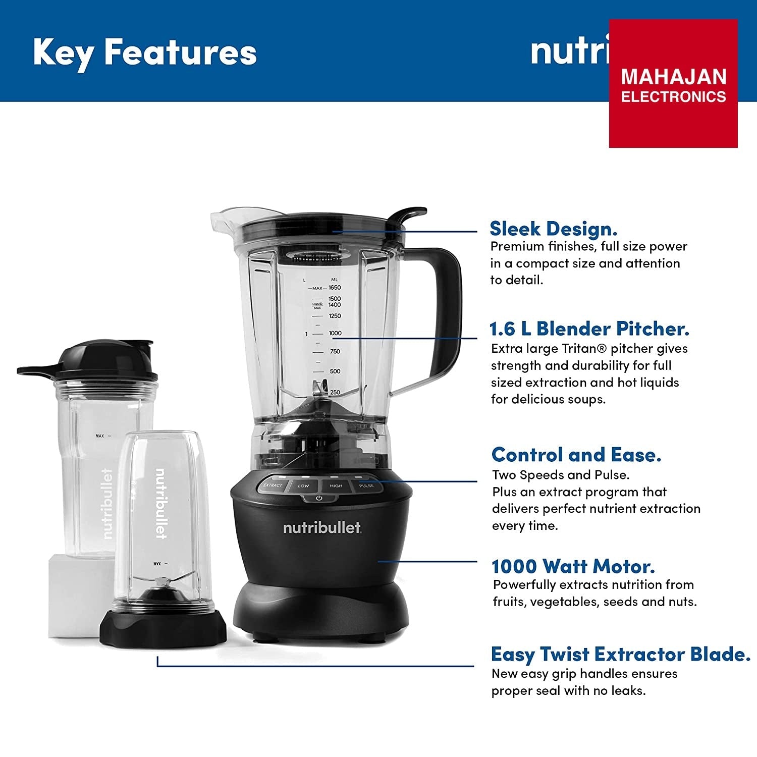 NutriBullet NBC-1049DG/NBC-10B Smoothie Maker, 1000W (Dark Grey), 1 Pitcher, 2 Jar Cup – Mahajan Electronics Online.