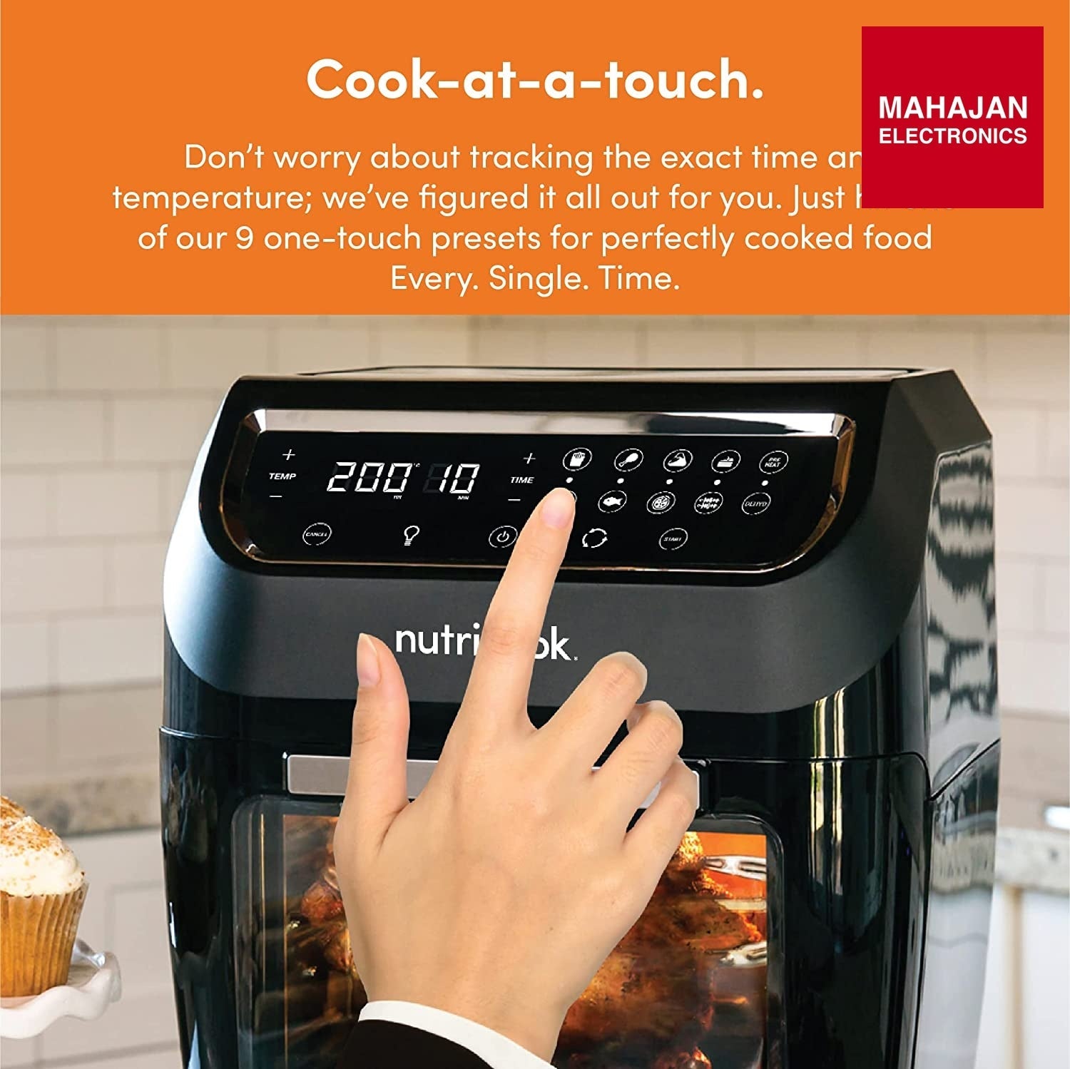 NUTRICOOK 1800 Watts, Digital/One Touch Control Panel Display, 8 Preset Programs Air Fryer Oven (12 L, Black,NC-AFO112K) - Mahajan Electronics Online
