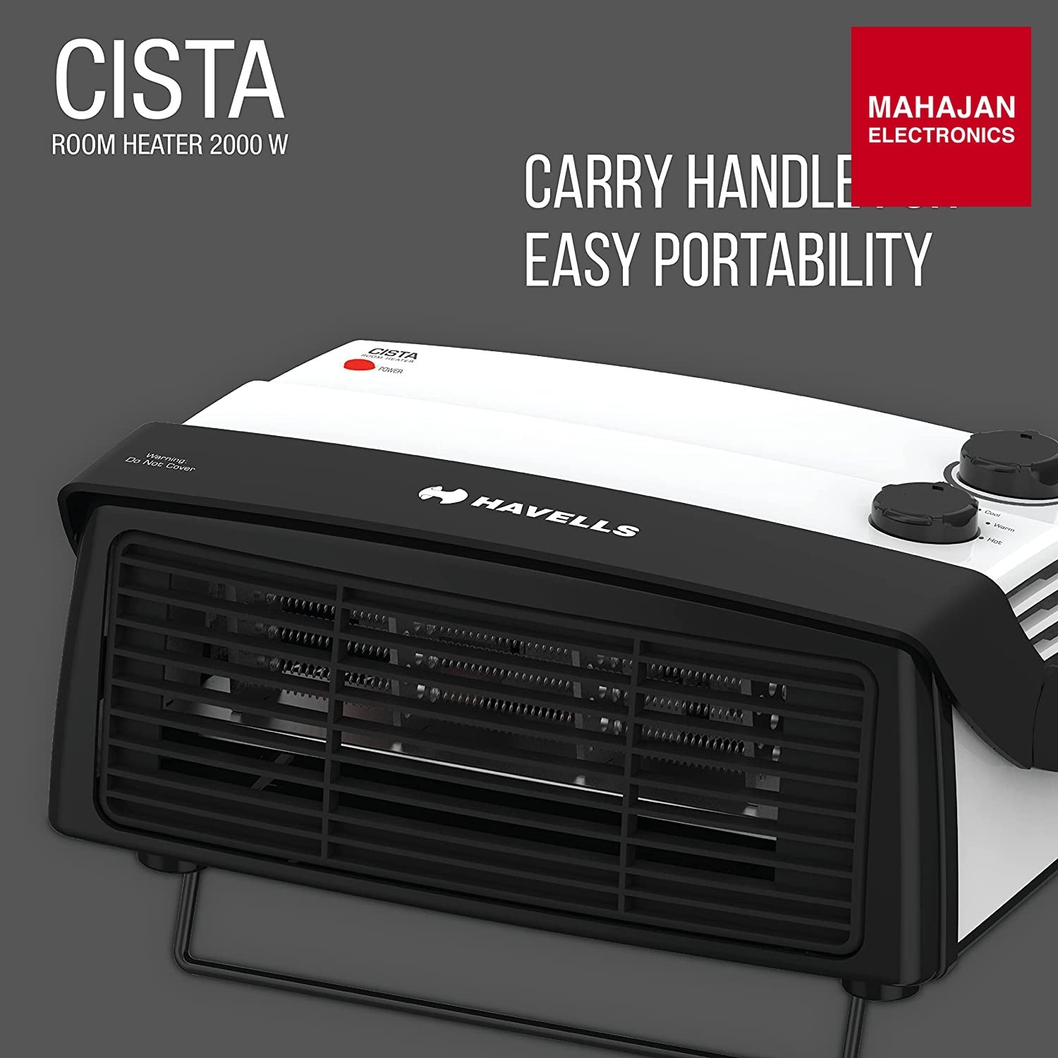 Havells Cista Room Heater, White, 2000 Watts GHRFHAYW200 - Mahajan Electronics Online