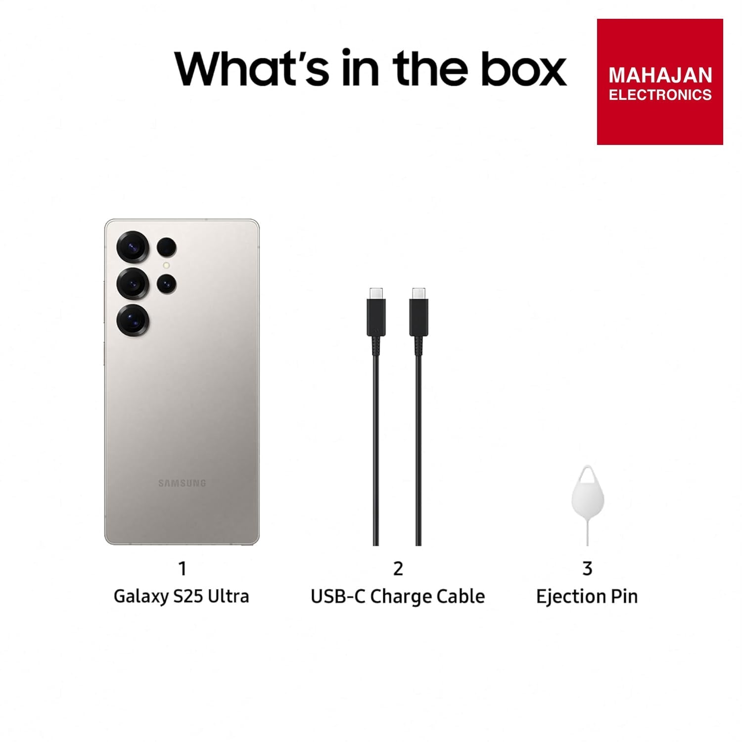 Samsung Galaxy S25 Ultra Titanium Grey secondary image with Mahajan Electronics logo