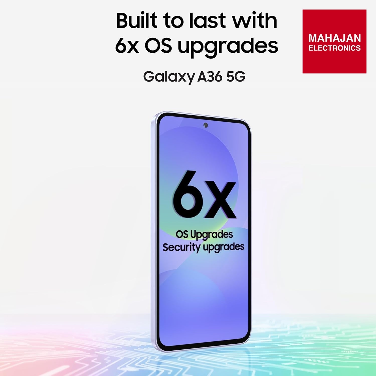 Samsung Galaxy A36 Awesome Lavender secondary image with Mahajan Electronics logo