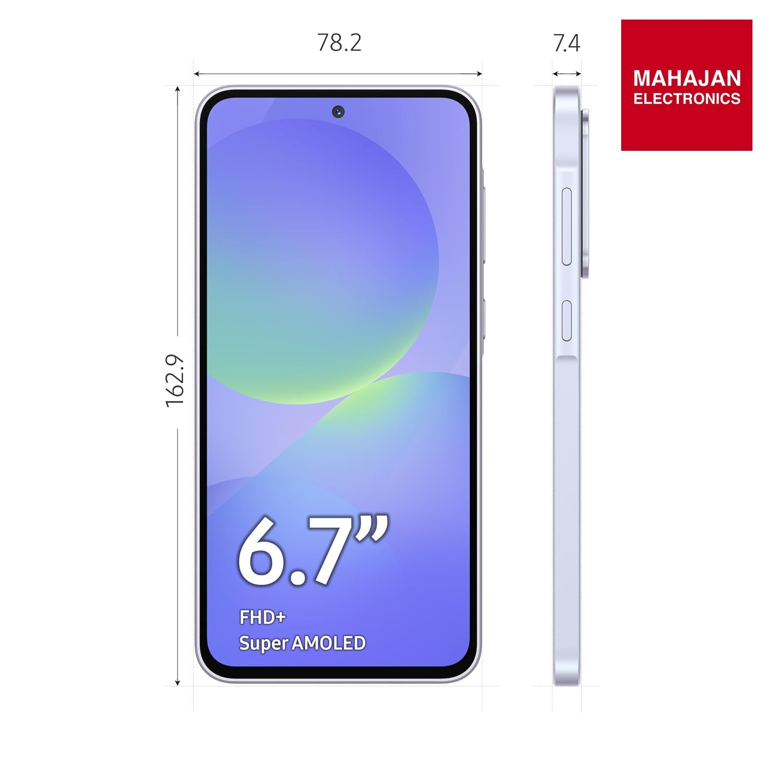 Samsung Galaxy A36 Awesome Lavender secondary image with Mahajan Electronics logo