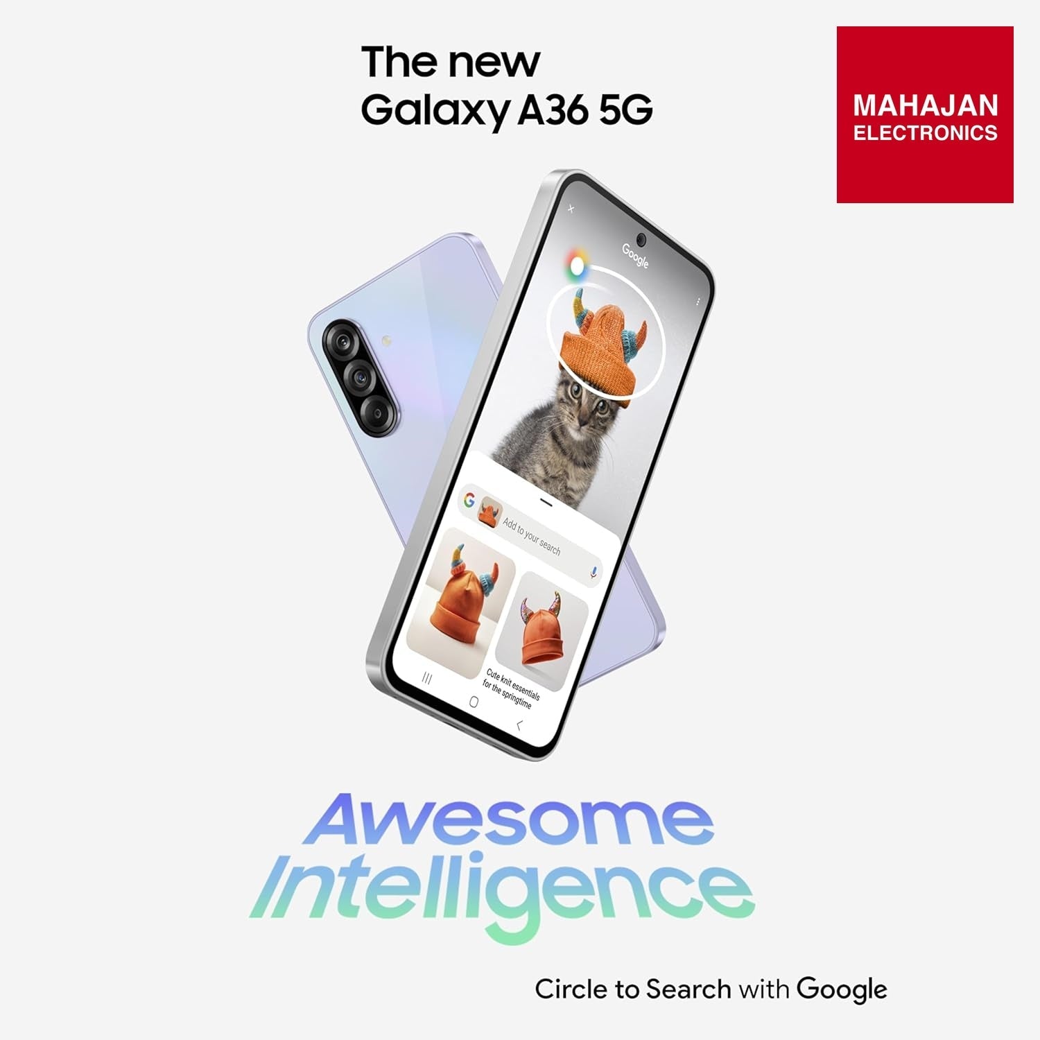 Samsung Galaxy A36 Awesome Lavender secondary image with Mahajan Electronics logo