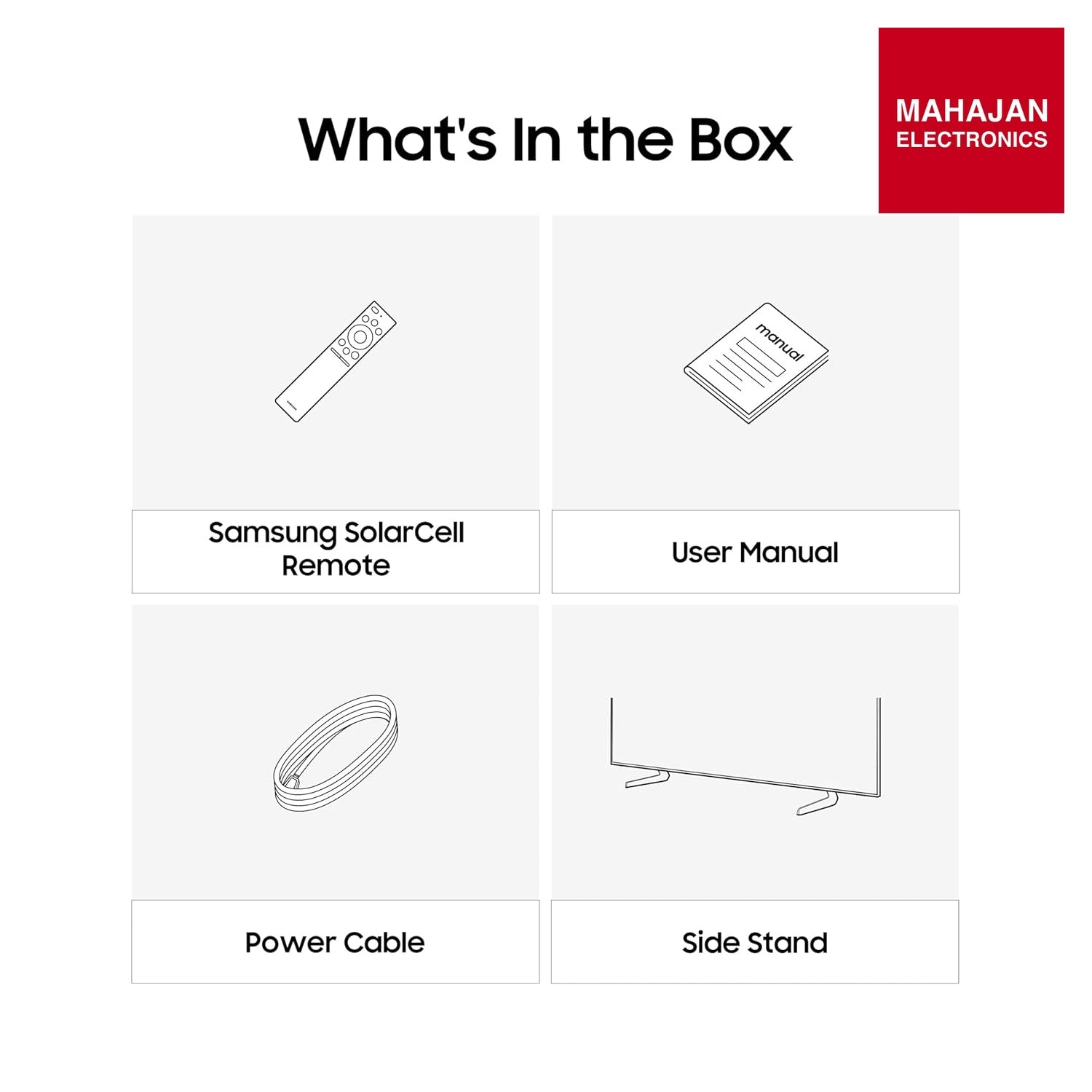 Samsung QA55Q8FAA television secondary image with Mahajan Electronics logo
