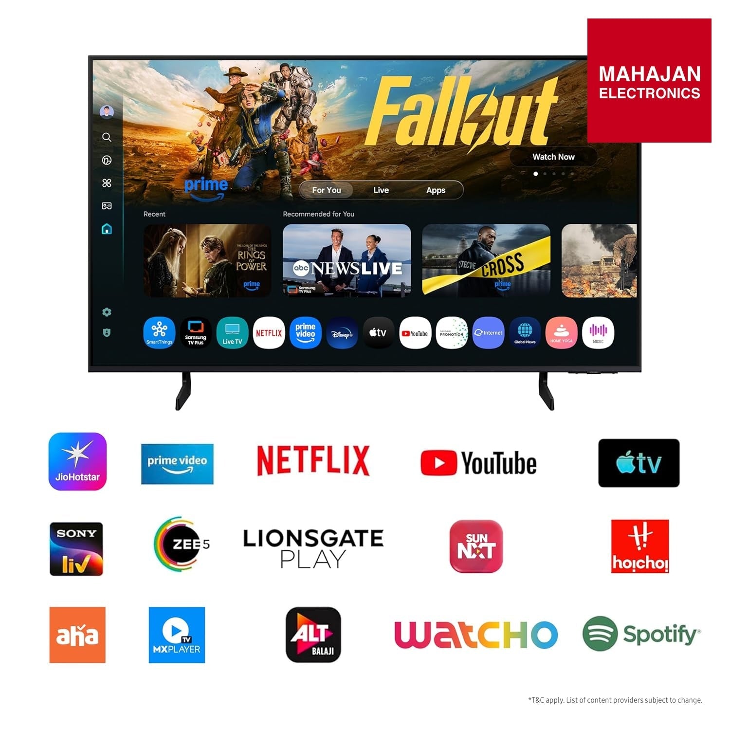 Samsung QA55Q8FAA television secondary image with Mahajan Electronics logo