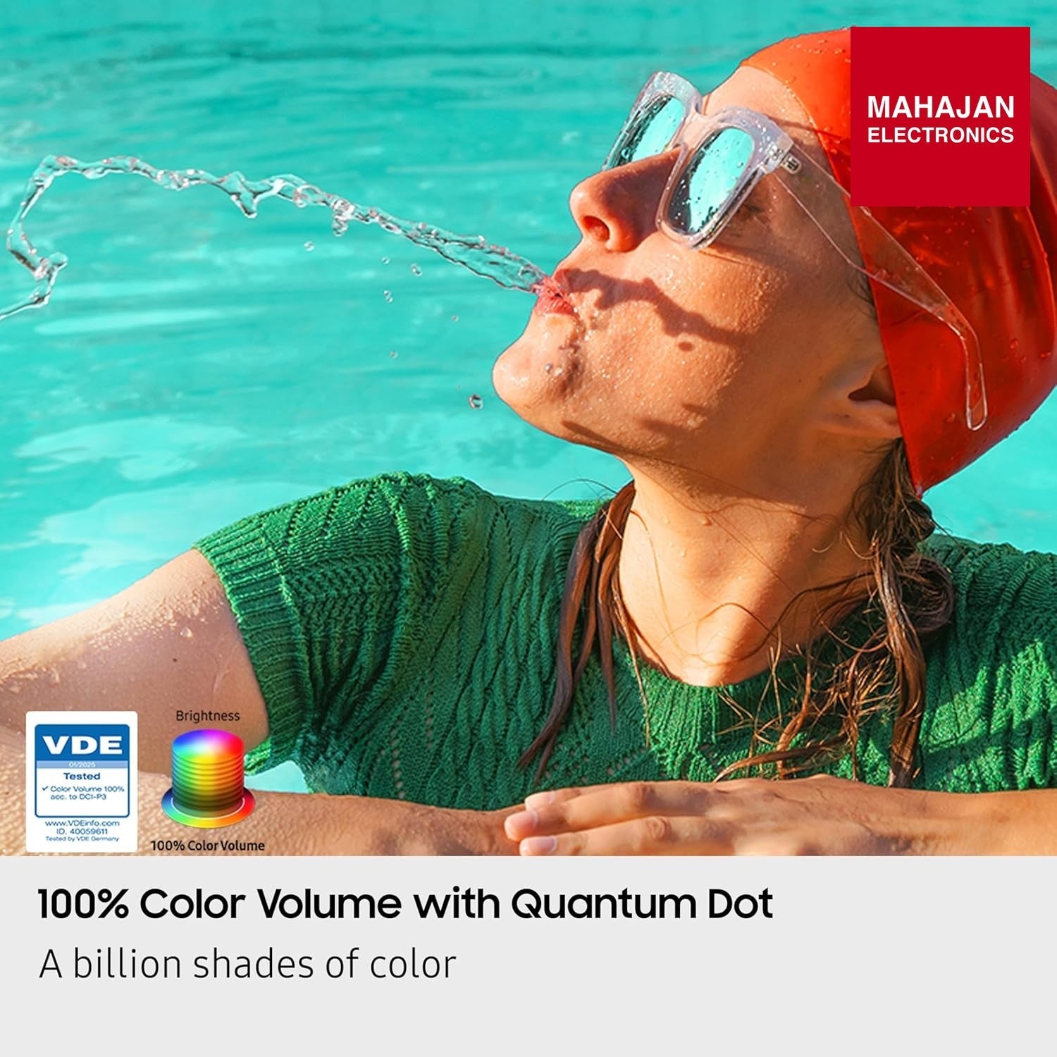 Samsung QA55Q8FAA television secondary image with Mahajan Electronics logo