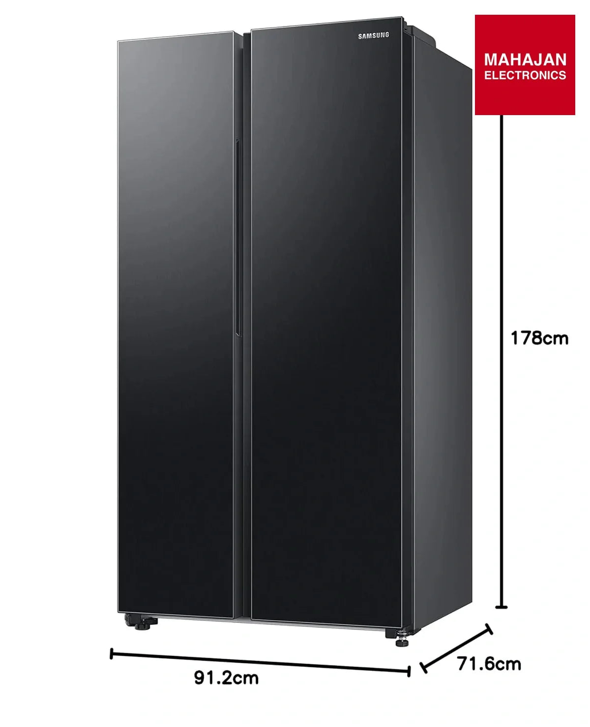 Samsung RS76CG8103 refrigerator secondary image with Mahajan Electronics logo