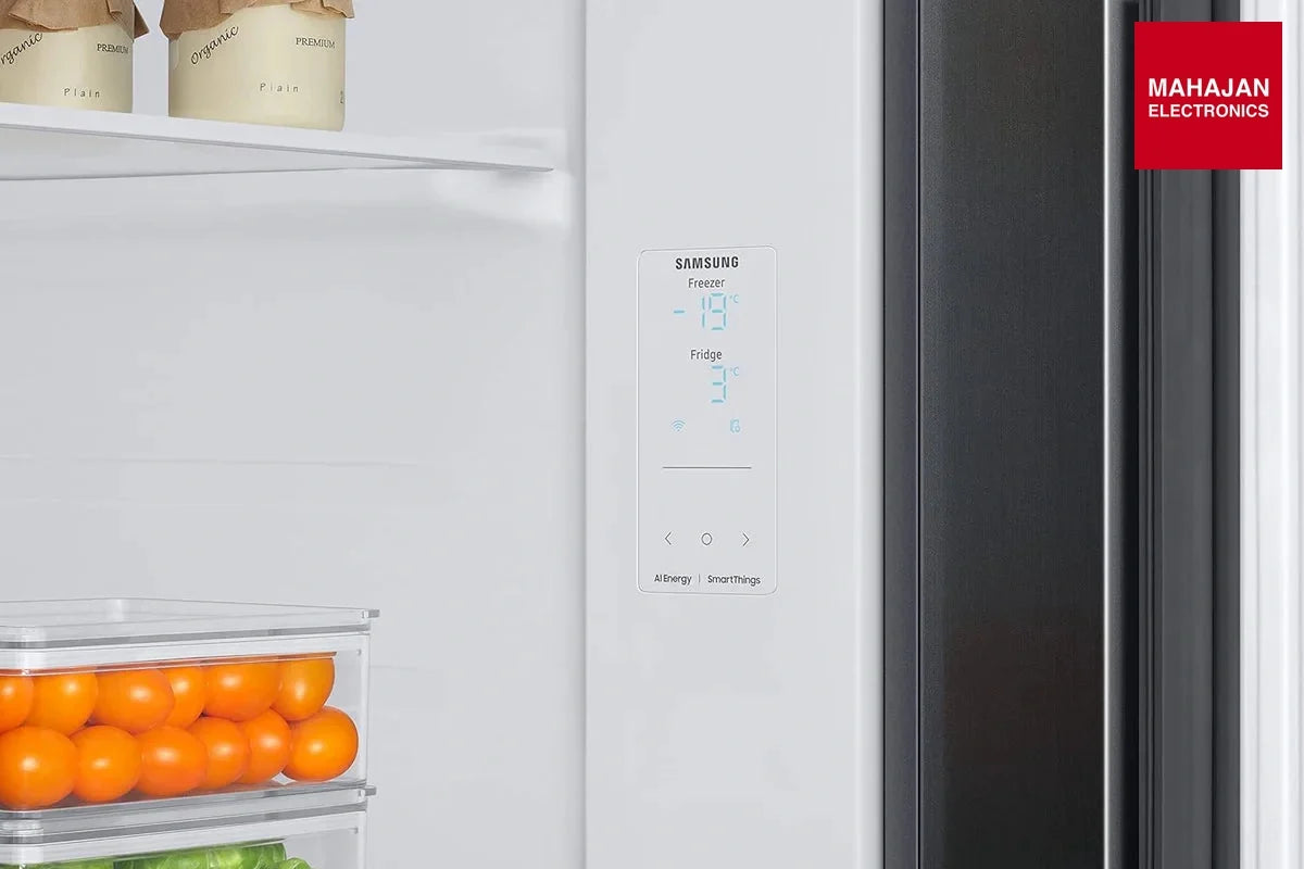 Samsung RS76CG8103 refrigerator secondary image with Mahajan Electronics logo