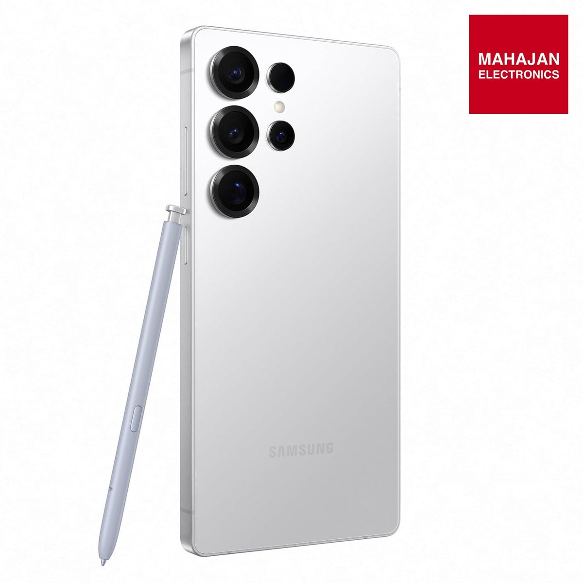 Samsung Galaxy S25 Ultra 5G AI Smartphone (Titanium Whitesilver 12GB RAM, 256GB Storage), 200MP Camera, S Pen Included, Long Battery Life – Mahajan Electronics Online.