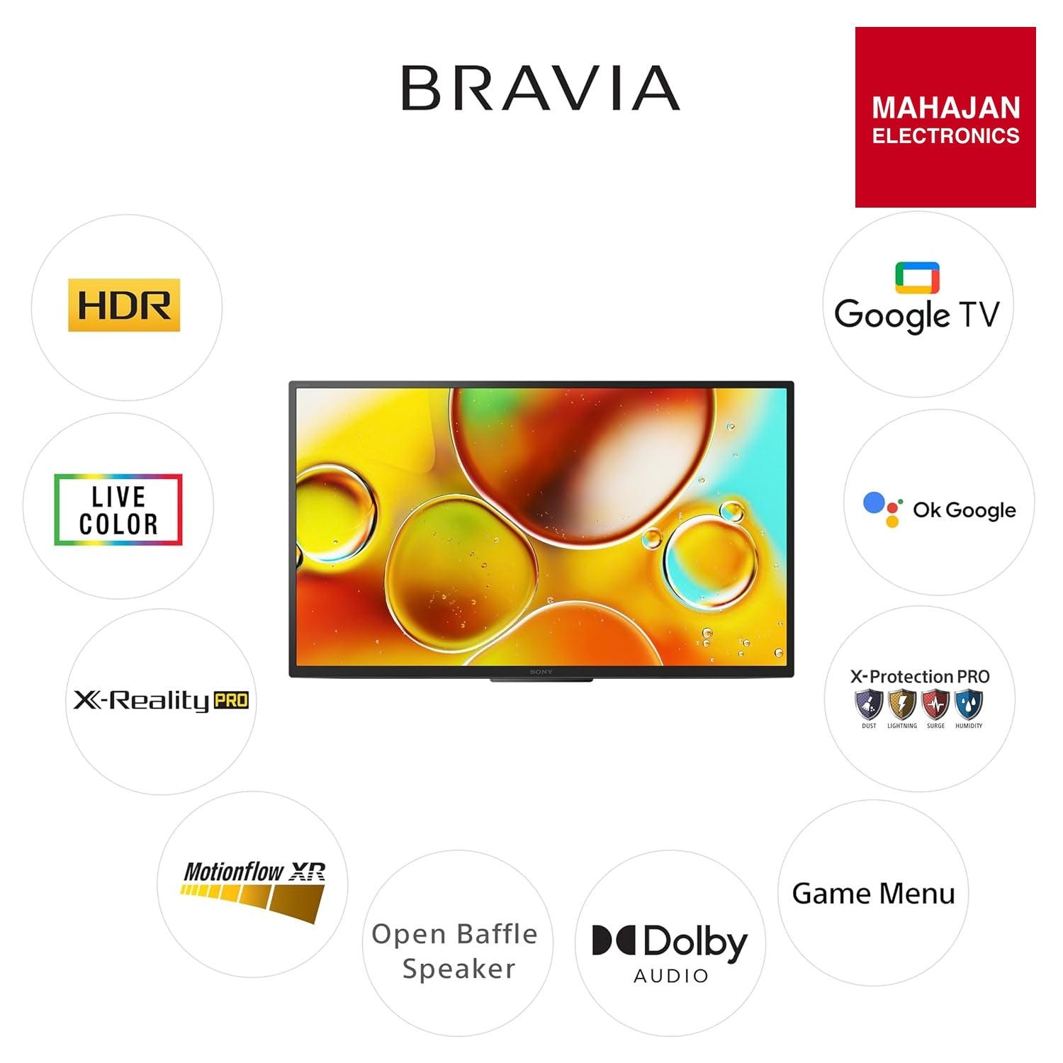 Sony KD-32W835 BRAVIA 32 Inch HD Ready Smart LED Google TV (HDR10, Dolby Audio, X-Reality PRO) – 80 cm, Black Sony