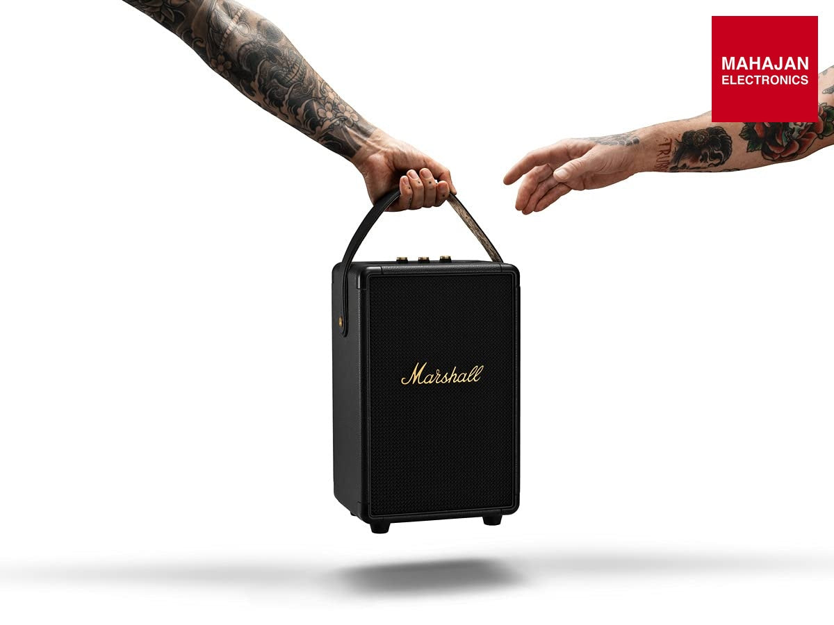 Marshall Tufton 80 Watt Wireless Bluetooth Portable Speaker (Black & Brass) - Mahajan Electronics Online