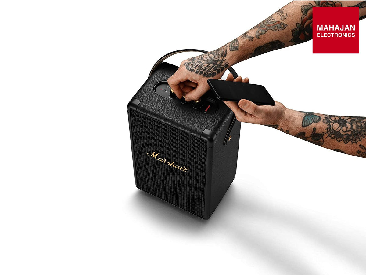 Marshall Tufton 80 Watt Wireless Bluetooth Portable Speaker (Black & Brass) - Mahajan Electronics Online