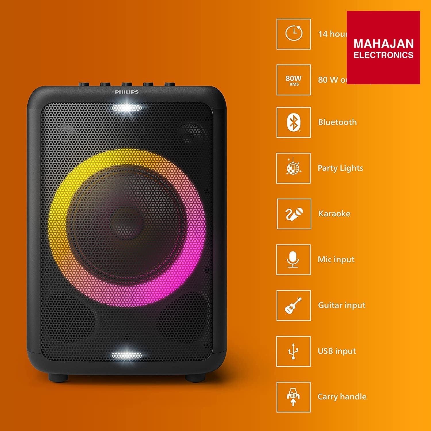 Philips Audio TAX3206 60 W Bluetooth Party Speaker with 14 Hours Play TIME - Mahajan Electronics Online