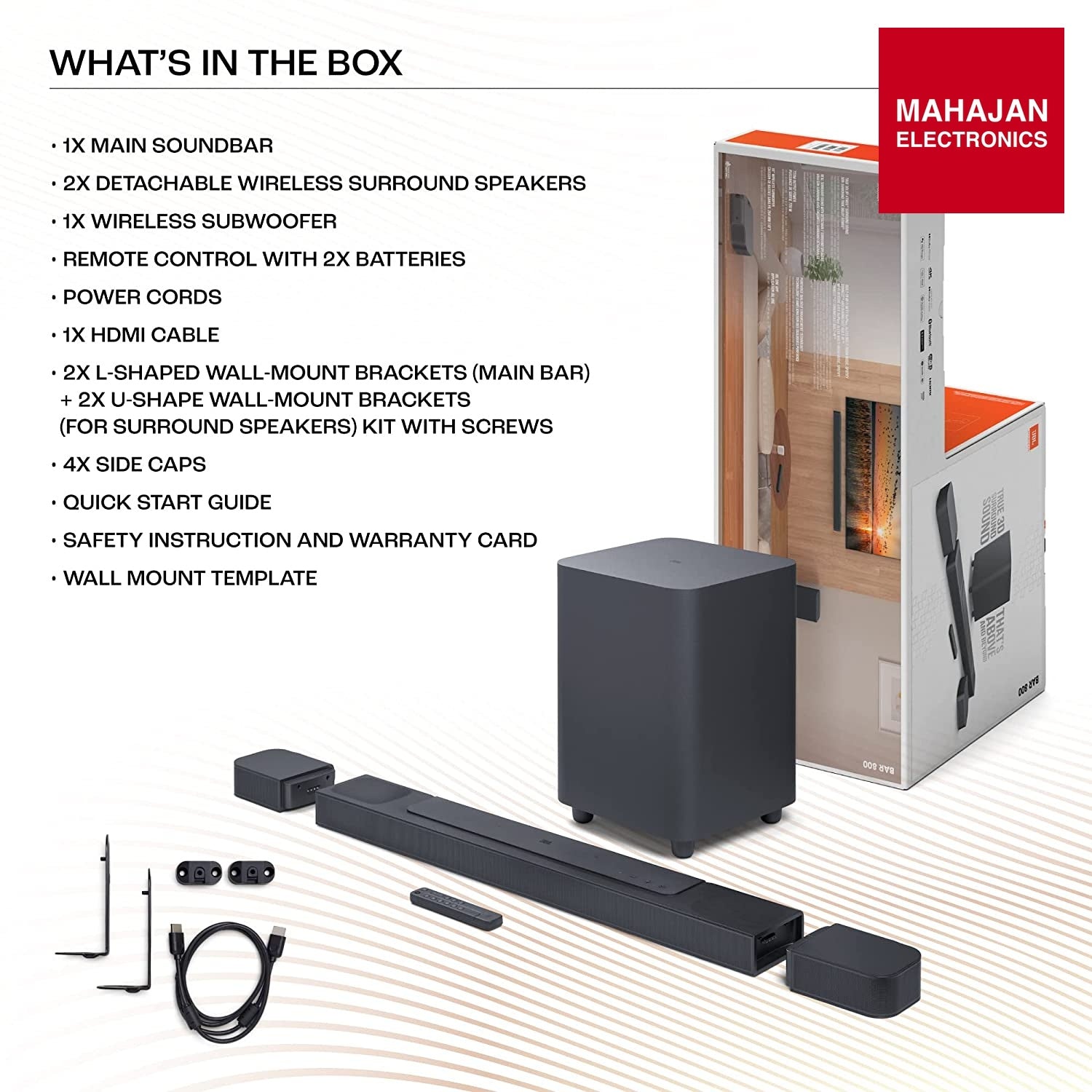 JBL Bar 800 Pro, 7.1 (5.1.2) Channel Truly Wireless Soundbar with True Dolby Atmos - Mahajan Electronics Online