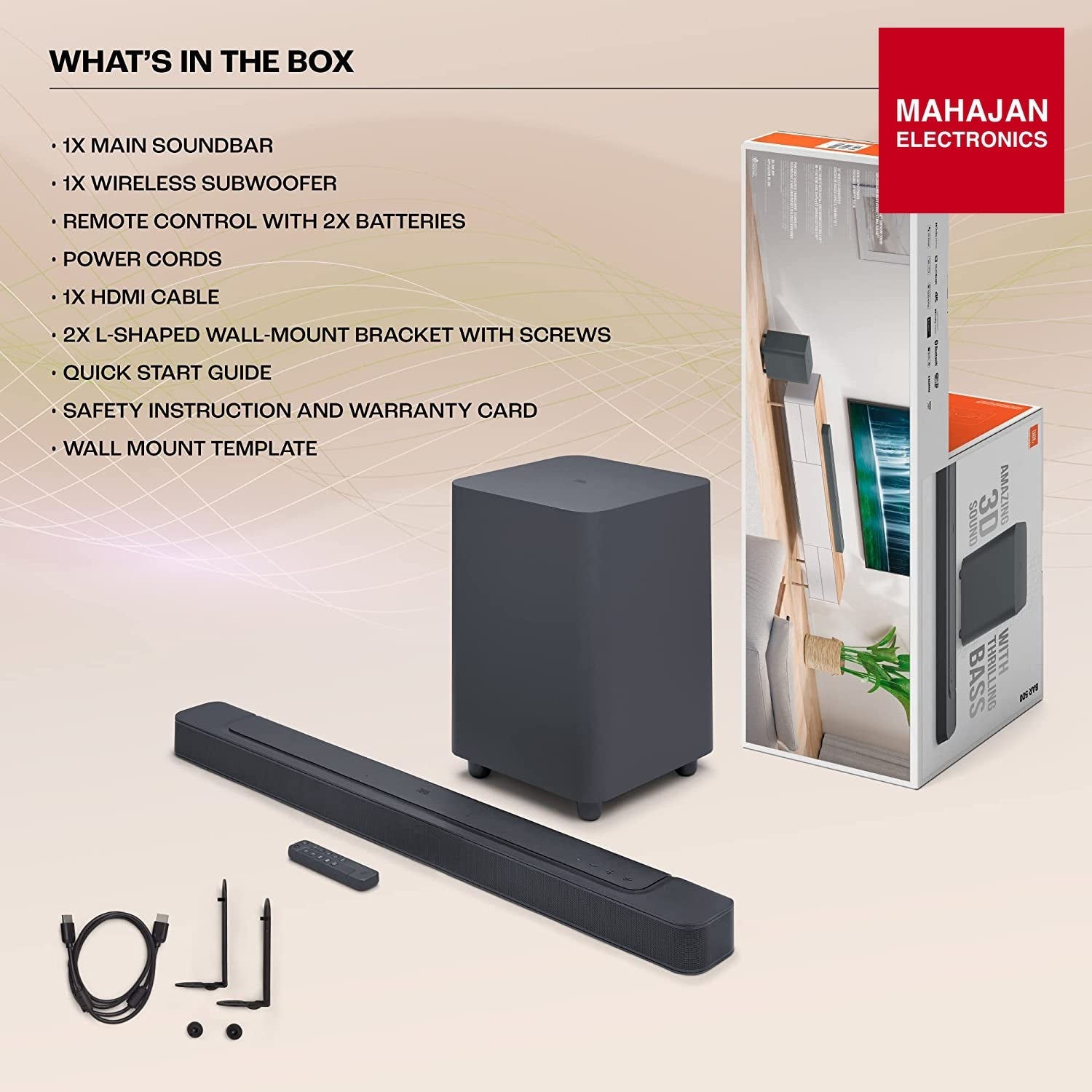 JBL Bar 500 Pro Dolby Atmos® Soundbar with Wireless Subwoofer, 5.1 Channel, 3D Surround,(590W) - Mahajan Electronics Online