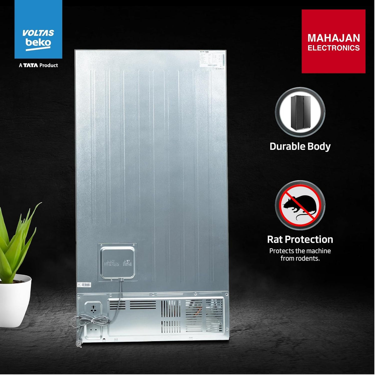 Voltas Beko RSB495 refrigerator secondary image with Mahajan Electronics logo