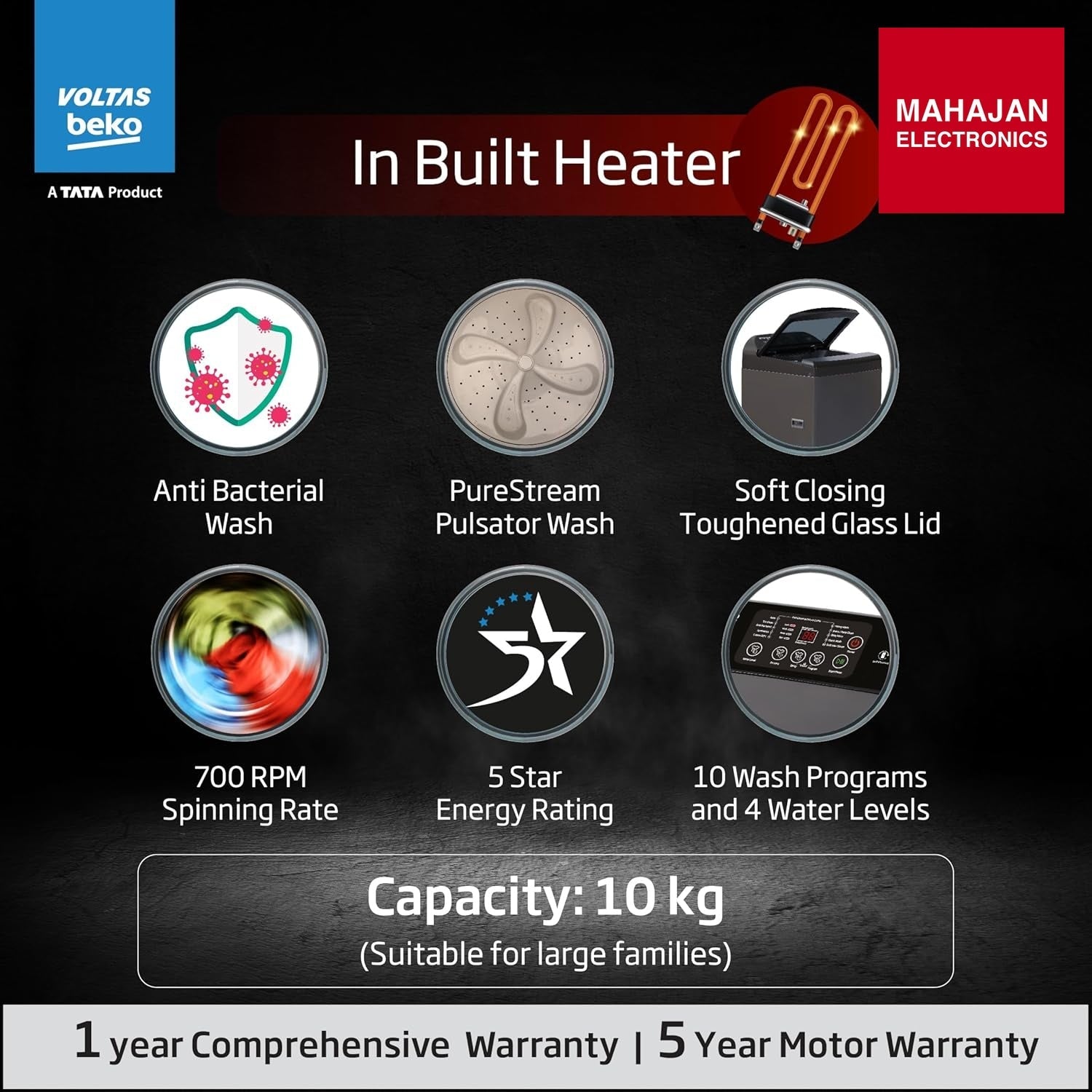Voltas Beko WTL1006 washing machine secondary image with Mahajan Electronics logo