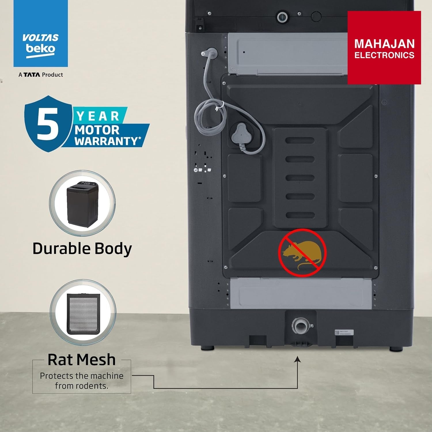 Voltas Beko WTL1006 washing machine secondary image with Mahajan Electronics logo