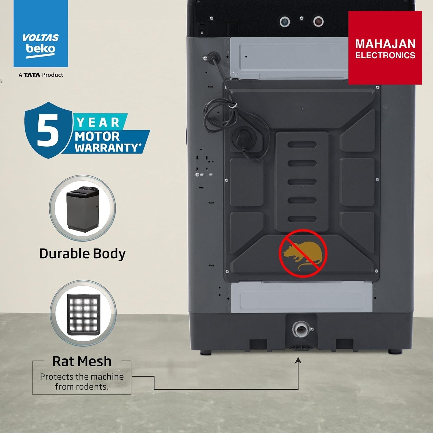 Voltas Beko WTL1106UEA/SPB0OD 11 Kg 5 Star Fully Automatic Top Load Washing Machine (Grey) | Double Waterfall Technology | LED Display | Drum Clean | 700 RPM Spin Speed – Buy Online at Mahajan Electronics Voltas Beko