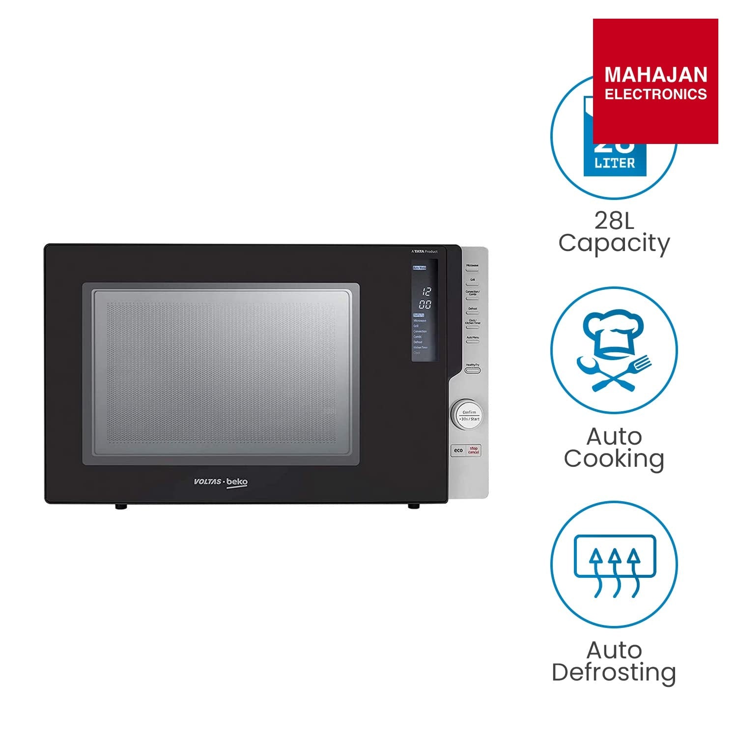 Voltas Beko MC28BD 28L Convection Microwave Oven (Black, Auto Cook, Active Defrost, 5 Power Levels, Digital Display) Voltas Beko