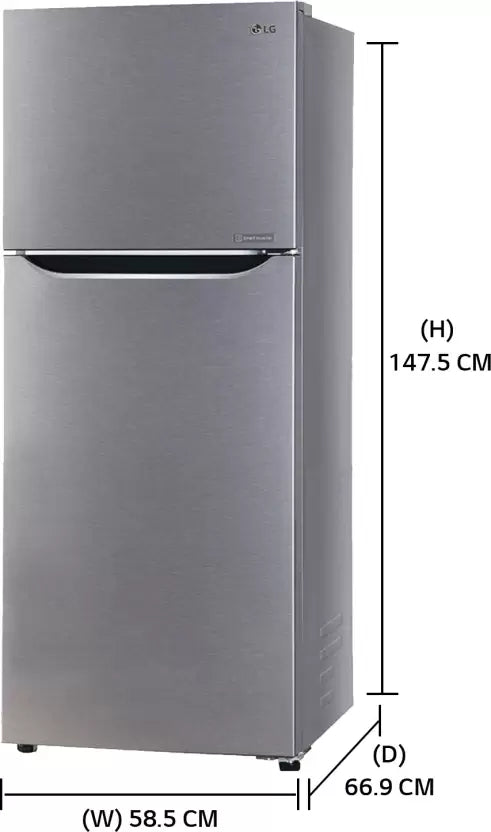 LG GL-N292BDSY 242 L with Inverter Refrigerator Freezer on top, Dazzle Steel Mahajan Electronics Online