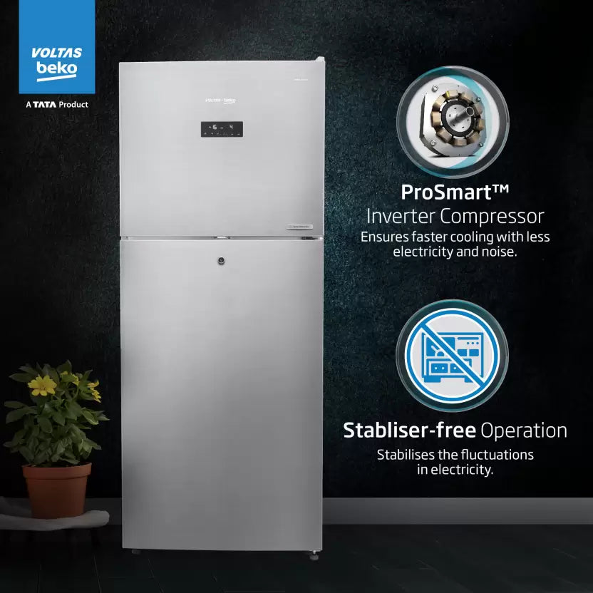 Voltas Beko RFF4653XPCF 432 L Frost Free Double Door Top Mount 2 Star Refrigerator Mahajan Electronics Online