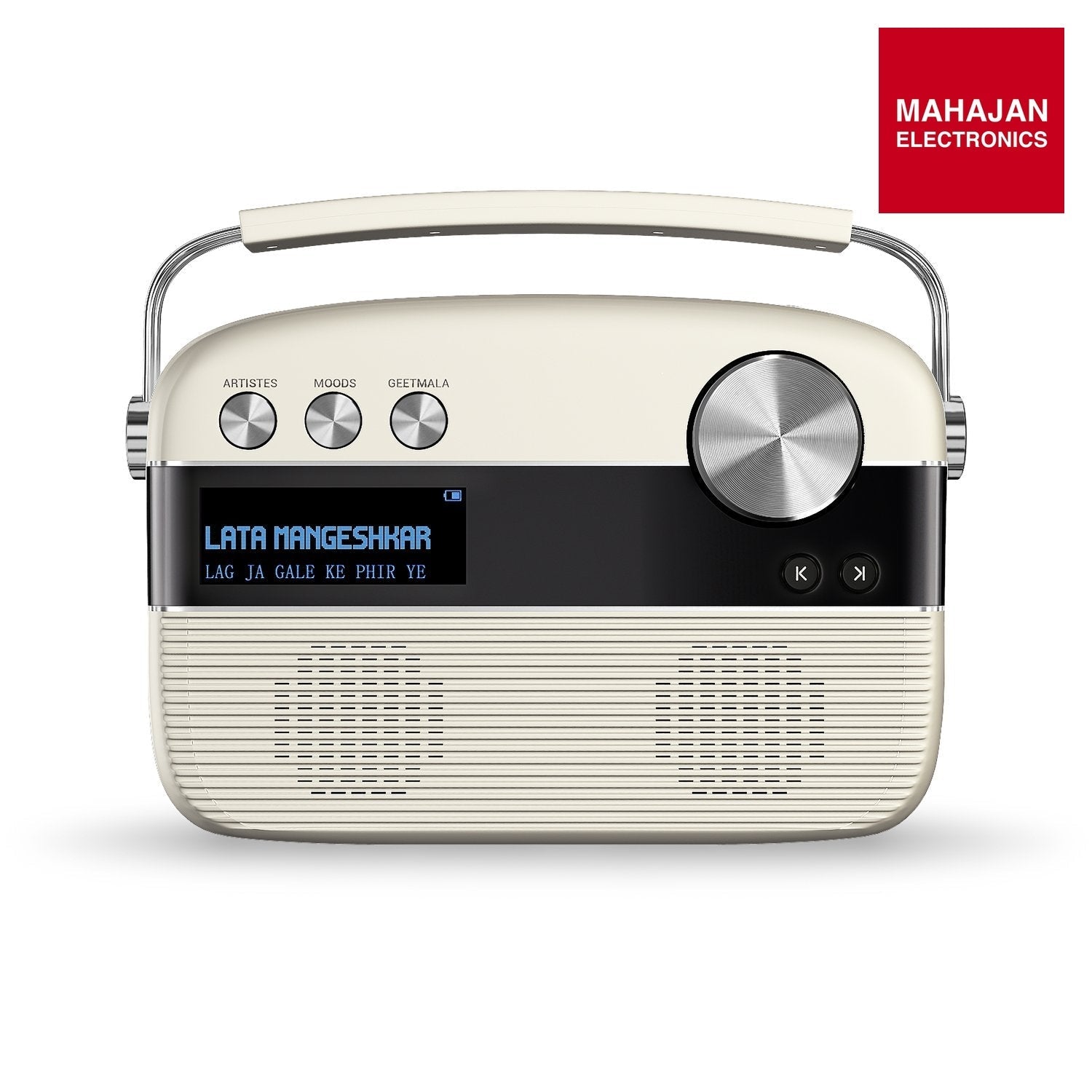 Saregama SC03 Carvaan Hindi - Portable Music Player with 5000 Preloaded Songs, FM/BT/AUX (Porcelain White) – Mahajan Electronics Online