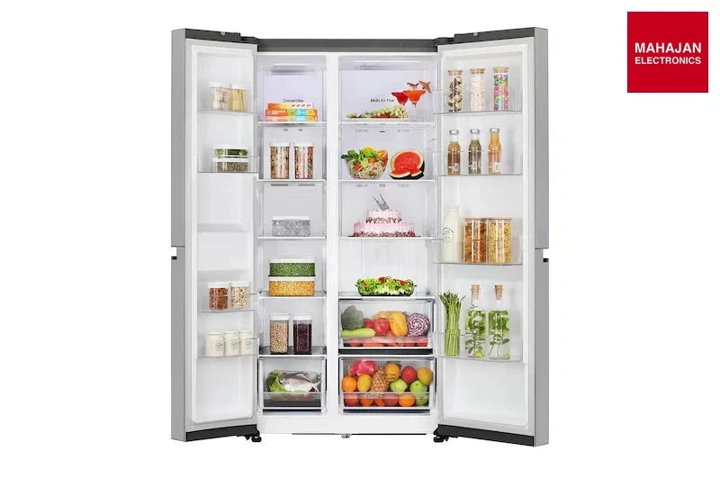 LG GL-B257JPZ3 650L Side-by-Side Refrigerator | Convertible | Smart Inverter Compressor | Multi-Air Flow | Shiny Steel | 3 Star-Online Mahajan Electronics