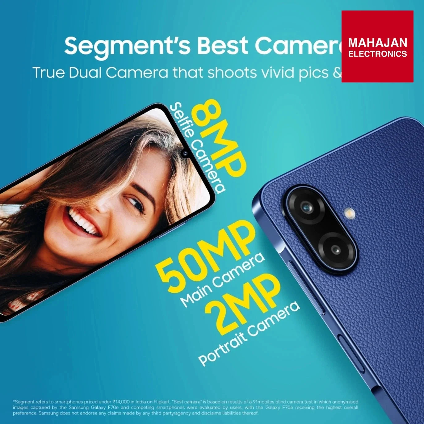 Samsung Galaxy F70e 5G (Spotlight Blue, 128 GB) (4 GB RAM) | 6000 mAh Battery | Dimensity 6300 | Octa Core – Mahajan Electronics Online.