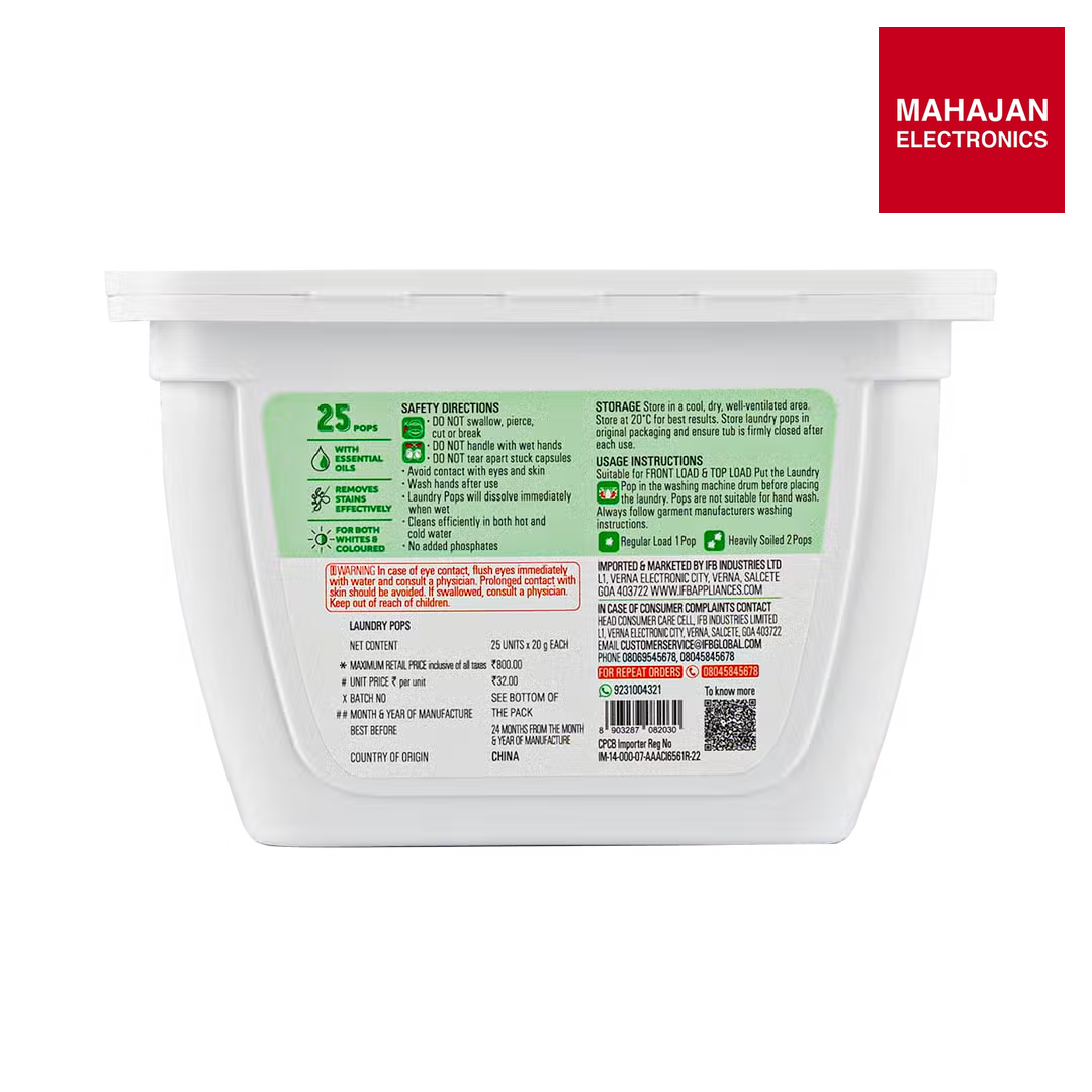 IFB essentials Laundry Pops - 25 Pops Fabric Care – Mahajan Electronics Online