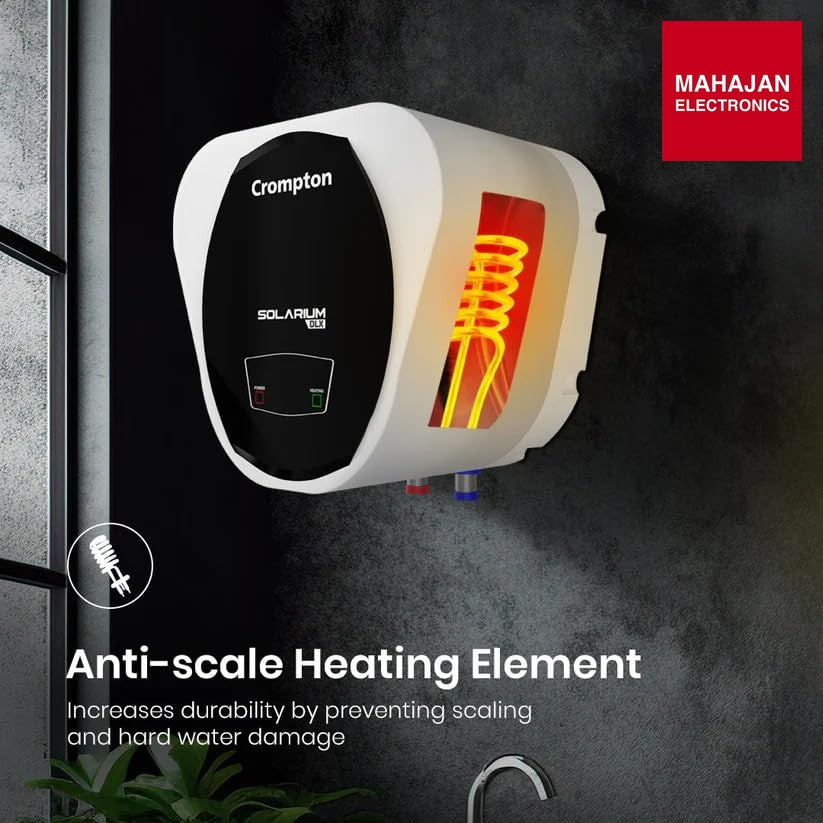 Crompton Solarium DLX 25L Storage Water Heater | 2000W Heating | Glass Lined Tank | Smart Shield Corrosion Protection | 3-Level Safety | White – Mahajan Electronics Online