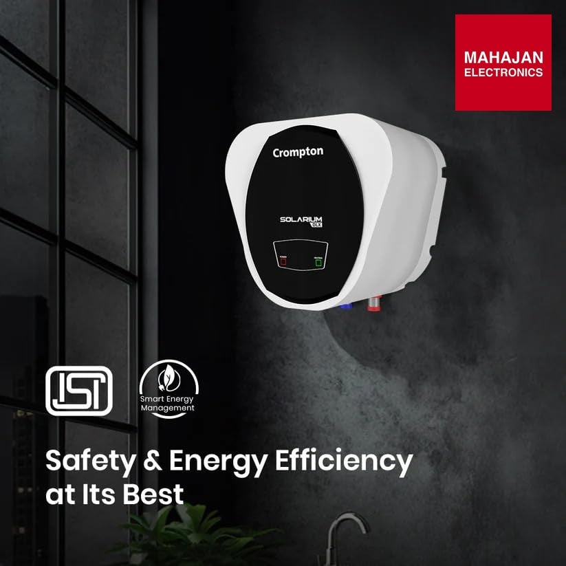 Crompton Solarium DLX 25L Storage Water Heater | 2000W Heating | Glass Lined Tank | Smart Shield Corrosion Protection | 3-Level Safety | White – Mahajan Electronics Online