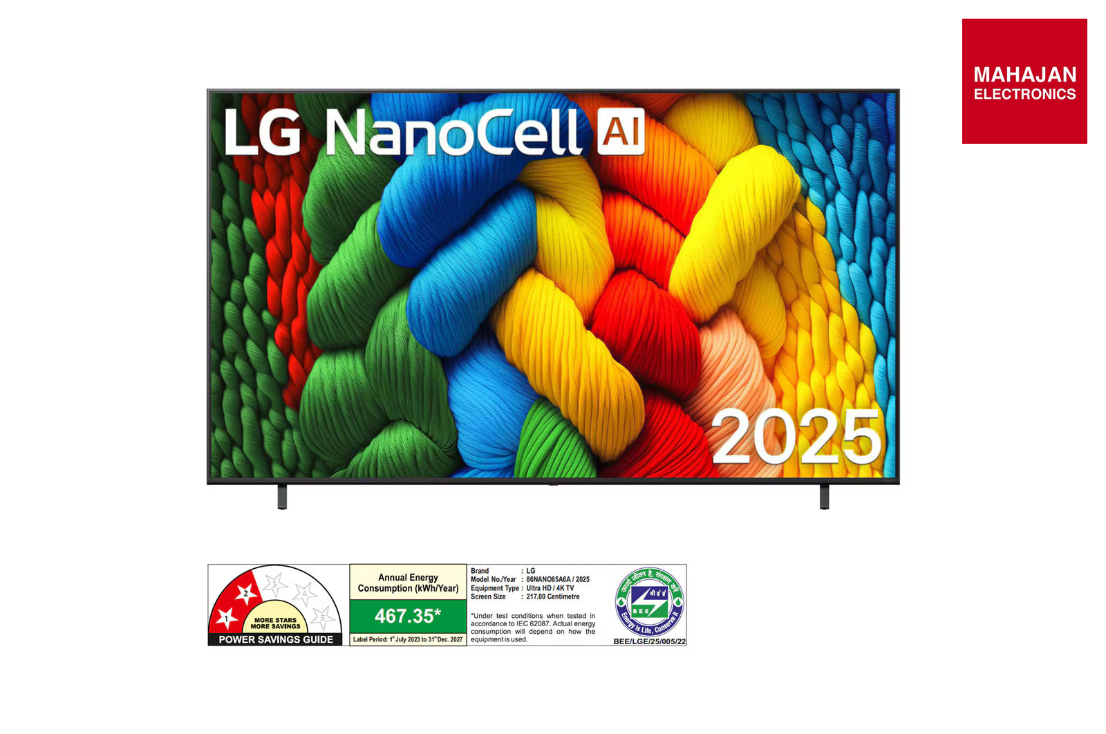 LG 86NANO85A6A 217cm (86) Smart TV with α7 AI Processor 4K Gen8, Filmmaker Mode with Dolby Atmos 2025 – Mahajan Electronics Online.