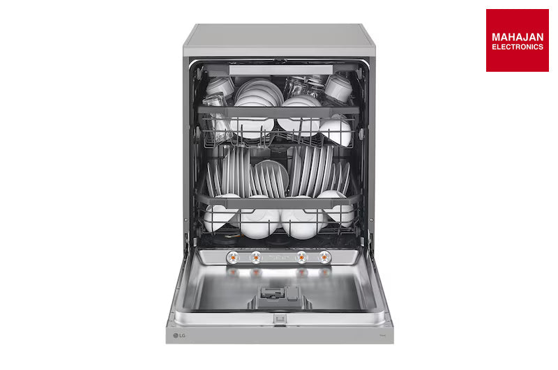 LG DFB435FV Dishwasher, TrueSteam™, 15 Place Setting, QuadWash™, ThinQ™ (Wi-Fi), Auto Open Door, Prime Silver – Mahajan Electronics Online.