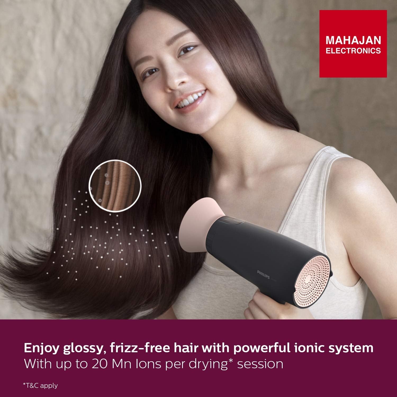 Philips BHD356/10 Professional Hair Dryer 2100W | ThermoProtect AirFlower Technology | Advanced Ionic Care | Foldable Handle | 6 Heat & Speed Settings | Black Philips